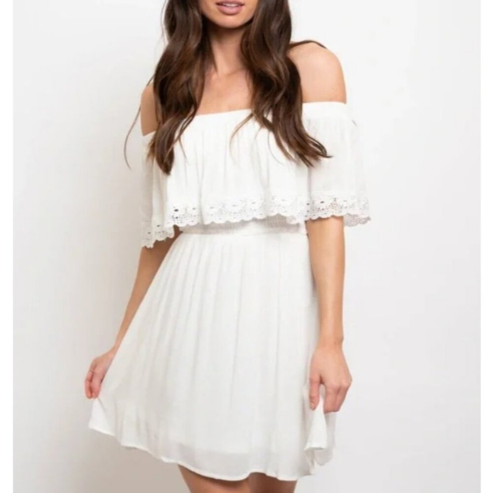 Identity Woman's Small Girly & Flirty White Stretchy Summer Dress